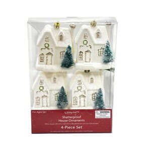Holiday Home Shatterproof White House Christmas Ornaments 4-Piece Set